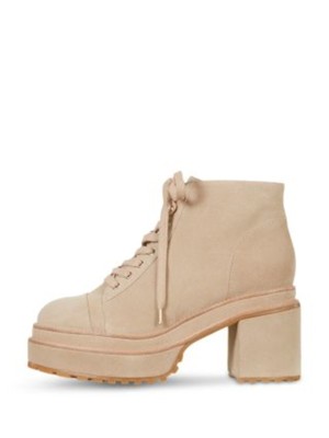 CULT GAIA Womens Beige 2'' Platform Eyelet Bratz Block Heel Leather Booties 38.5