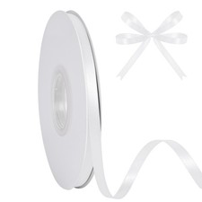 Double Face 1/4 Inch White Satin Ribbon 50 Yards Fabric Gift Wrapping Bow