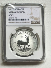 2017 South Africa 1 Rand .999 Silver Krugerrand 50th Anniversary SP69