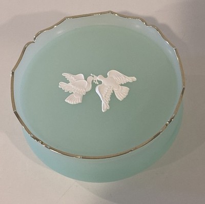 Vintage 1960s Avon Rapture Beauty Dust Empty Container Trinket Box  White Doves