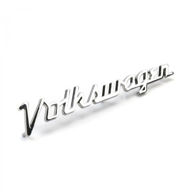 Volkswagen Chrome Metal Hood Script Emblem - 15cm VW Bug Bus Ghia Type 1 Type 2