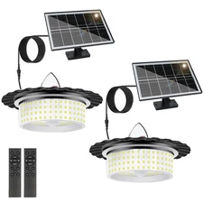 2PKS Solar Shed Light Outdoor Solar Powered Hanging Barn Light W/Remote for Shed