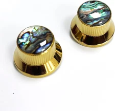 2pcs Gold Metal Guitar Volume Tone Knobs Abalone Top Fit Epiphone Les Paul SG