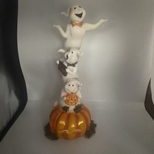 Halloween 17 in Led Light Up Ghost Jack O Lantern Figurine Decor