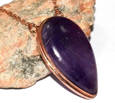 Copper Plated Exclusive Natural Amethyst Necklace Jewelry Size 16" MJ