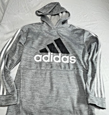 Adidas Boys Essential Fleece Hoodie Classic Logo Grey Size M