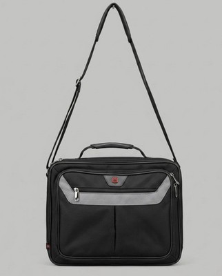 Wenger Black Gray Polyester Shoulder Bag for 15'' Laptop Padded Partitions