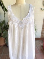 Sweet Summer White Cotton Lace Midi Nightgown L Prairie Country Cottagecore