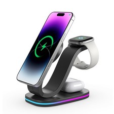 Wireless Charging Station, Qi2 15W 3-in-1 Charger Station for iPhone 17/16/15...
