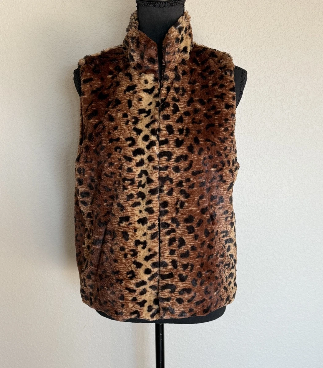 leopard faux fur vest products for sale | eBay