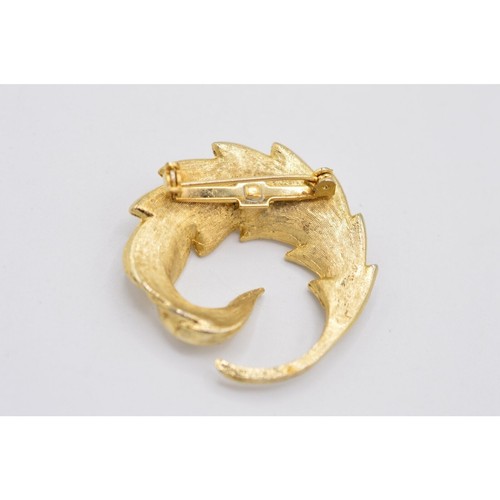 1980s Vintage Autumn Leaf Pin Brooch Textured Brushed Gold Feather Jewelry Bin1 - Foto 8 di 9