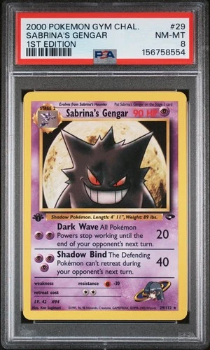 2000 POKEMON GYM CHALLENGE 1ST EDITION #29 SABRINA'S GENGAR PSA 8