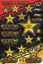Factory Effex Sponsor Sticker Decal Sheet Rockstar Energy Drink Gold Reflective Factory Effex Sponsor Sticker Decal Sheet Rockstar Energy Drink Gold Reflective