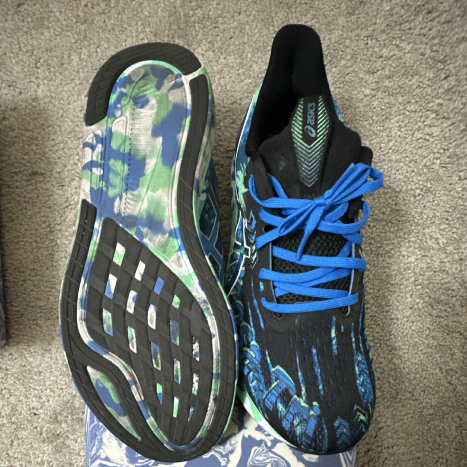 ASICS Noosa Tri 14 Men's Running Shoes Black Blue Green Mesh Lace Up Size11 image 10