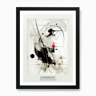 Harmonie Abstrakt Schwarz Weiß 1 Gerahmtes Wandbild Poster Leinwanddruck Bild