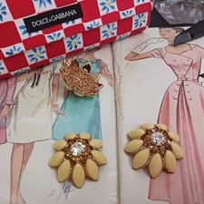 Dolce & Gabbana Button Single 33 mm Flower/ Floral Rhinestines/ Resin