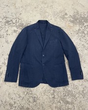 LBM 1911 Luigi Bianchi 52R Navy Blue Linen Flax Jacket Sport Coat Blazer