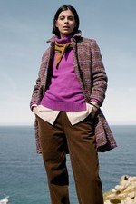 Seasalt Women's Regular Wood Cabin Wool Blend Twill Coat Leah Seal Check Merlot