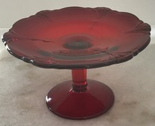 Paden City Glass Crow's Foot Ruby Red 5 3/8" Diameter Pedestal Plate