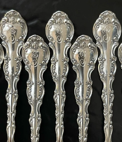 Set 12 Rare Gorham Strasbourg Sterling Silver Salt Spoon American 2.75” Mono J