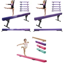 Uimoso 8FT Adjustable Folding Gymnastics Balance Beam in Galaxy Purple Pink