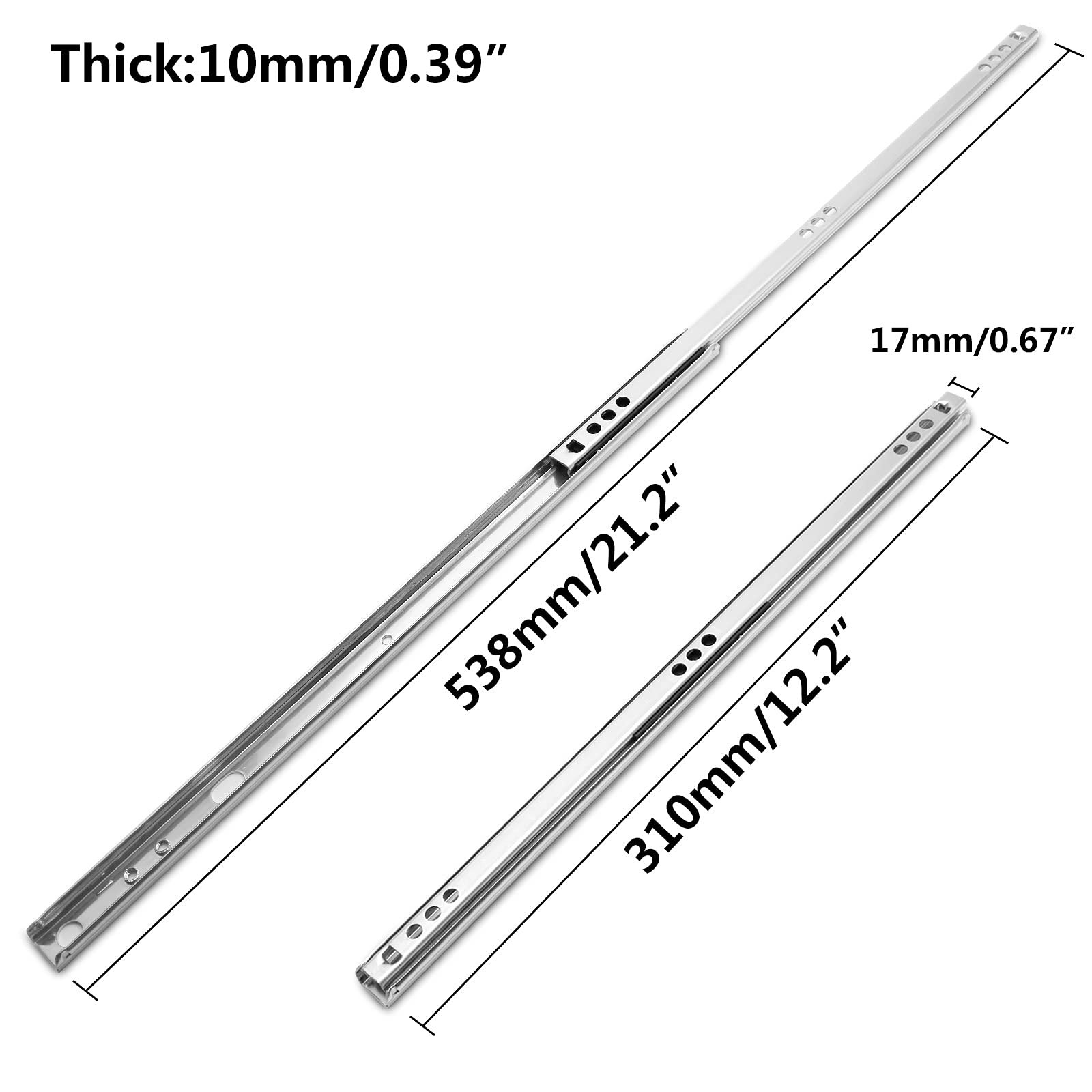 12 Inch Drawer Slides, Metal Drawer Slide Small Drawer Rails Ball Bearing Two Wa