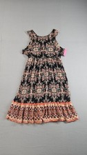 Xhilaration Women Dress L Bohemian Tribal Print Sleeveless Ruffle Summer Midi