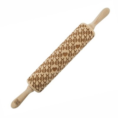 MoodForWood Nudelholz aus Holz, graviert, 43 cm, mit Griffen, perfekt zum Backe