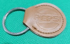 Vintage Pepsi Keychain Brown Leather 1.5”