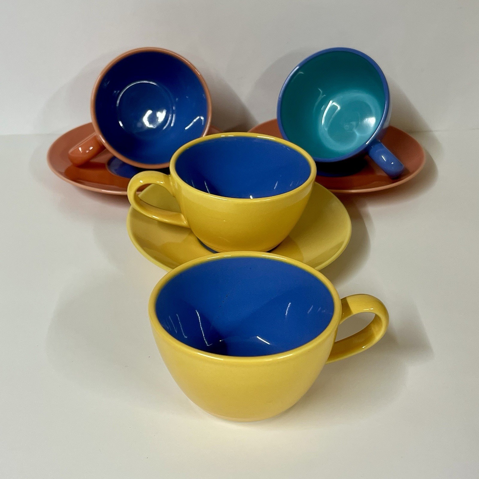 Lindt Stymeist Colorways Teacups And Saucers 7 Pieces Multicolored Japan