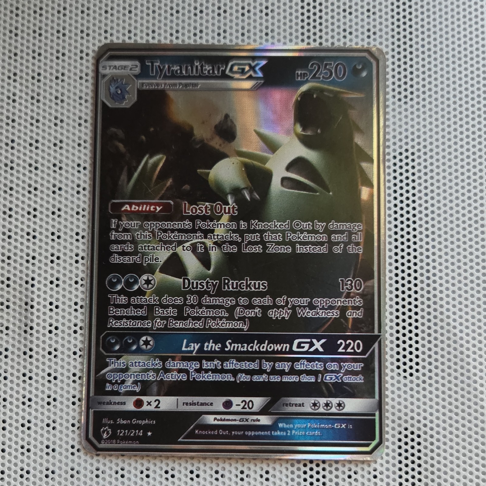 Pokémon Tyranitar GX Ultra Rare Holo SM-Lost Thunder 121/214 250 HP