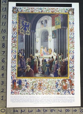 1935 CHRISTMAS NATIVITY PETERBOROUGH CATHEDRAL MURIEL A BRODERICK PRINT 36336
