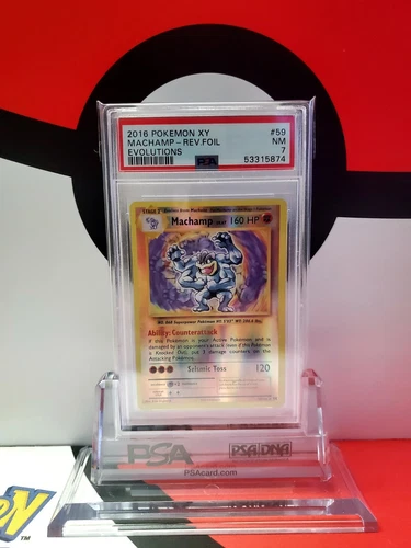 2016 Pokemon XY Evolutions Reverse Foil Machamp #59 PSA 7