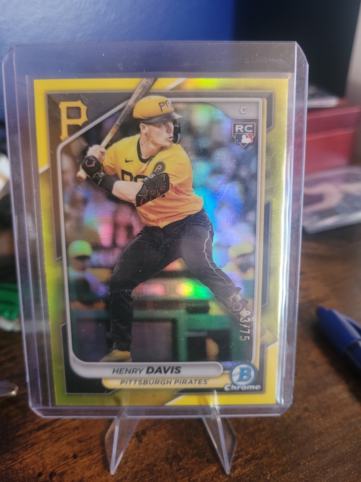 2024 Bowman Chrome - Henry Davis #7 Yellow Refractor /75 (RC)