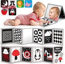 Black and White High Contrast Baby Books Flash Cards Tummy Time Mirror Toys Newb