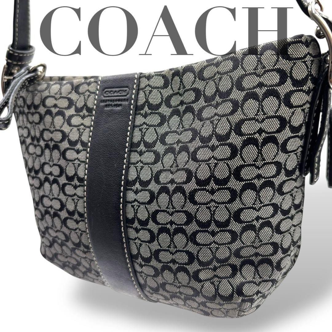 Coach Black Signature Canvas Shoulder Bag Authentic G06213016