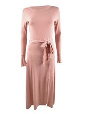 Lauren Ralph Lauren Women's Ribbed Long Sleeve Midi Dress (M, Pale Pink)