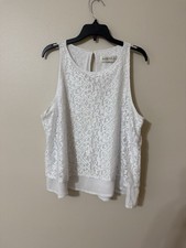 Abercrombie Fitch Elegant White Lace Two Layer Tank Top Women s Size M, EUC