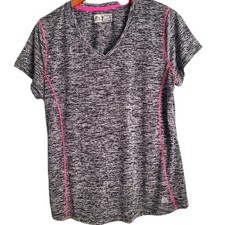 Reebok RBX Performance Women's Black Striped RB Y2K Active Top Shirt  XL