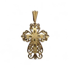 14k Yellow Gold Filigree Cross Pendant By Michael Anthony Vintage