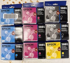 Lot of 9 Genuine Sealed Epson 288xl Ink Cartridges 3x Cy, Mag, 2 Blk, 1 Ylw 2028
