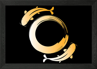Zen circle koi carp Framed Wall Art Poster Canvas Print Picture