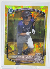🌟 2025 bowman chrome Yellow sapphire charlie condon Rockies Prospects /75 🌟