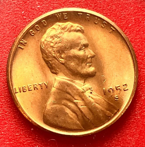 1952-S Lincoln Wheat Cent Penny GEM RD BU From an Original Bank Roll