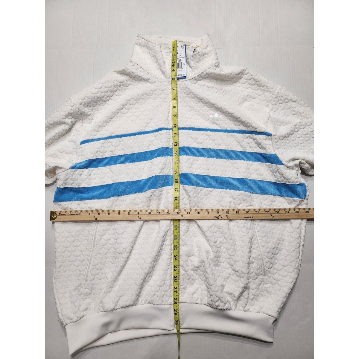 Men's Size XL Adidas Originals Track Jacket White Blue Stripe