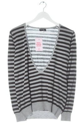 LAURA SCOTT V-Ausschnitt-Pullover Damen Pullover Gr. DE 36 hellgrau-schwarz