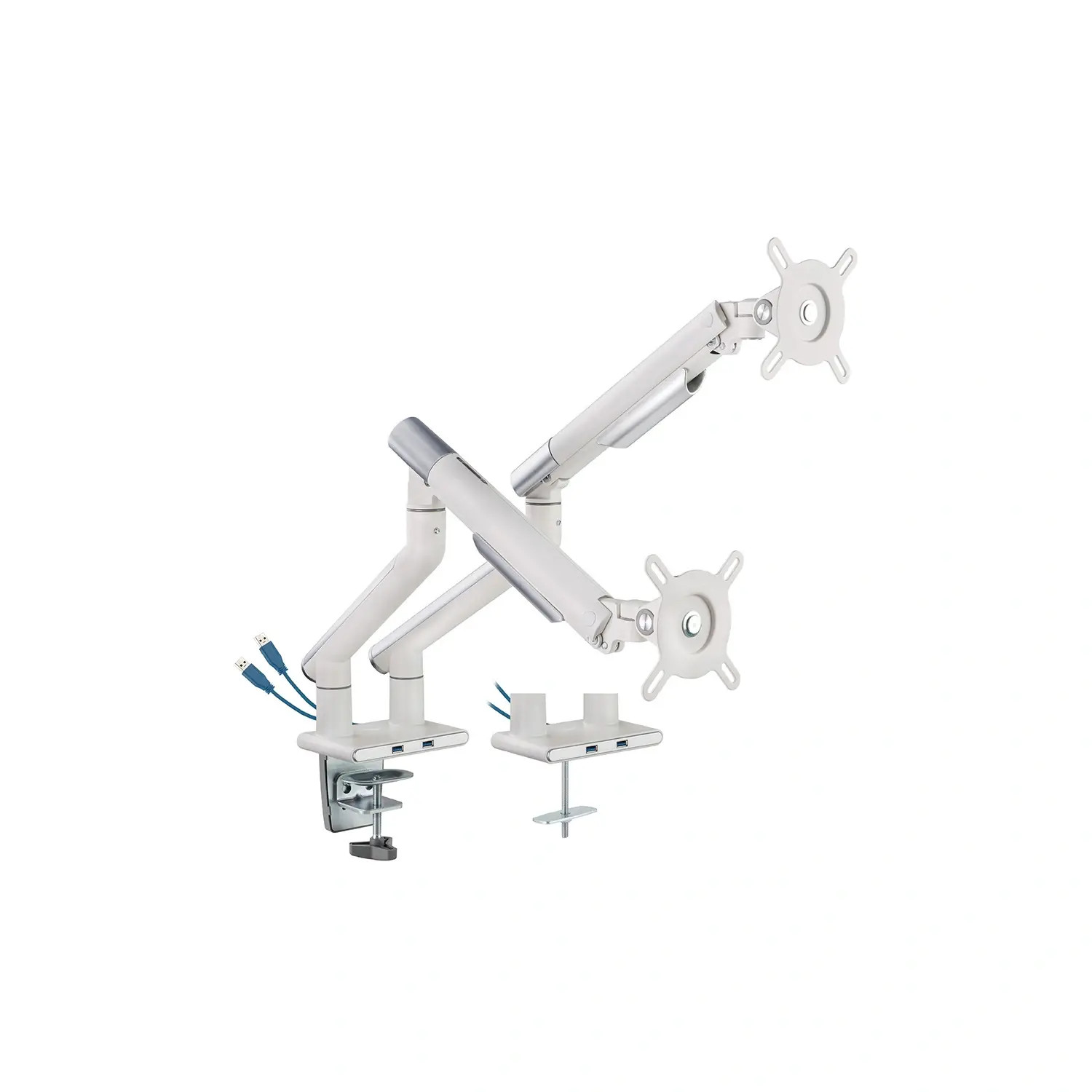 Support bureau Full Motion 2 écrans 17-32 pouces USB Blanc - 2