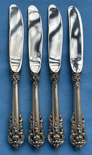 Set of FOUR Wallace Sterling Silver Grande Baroque Butter Spreaders