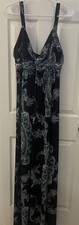 NWT T TAHARI Aliza Sleeveless Knot Front Maxi Dress Black Paisley Large Babydoll
