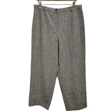 Vintage 90s Carlisle Wool Straight Leg Trouser Brown  Cream Harringbone Sz 18